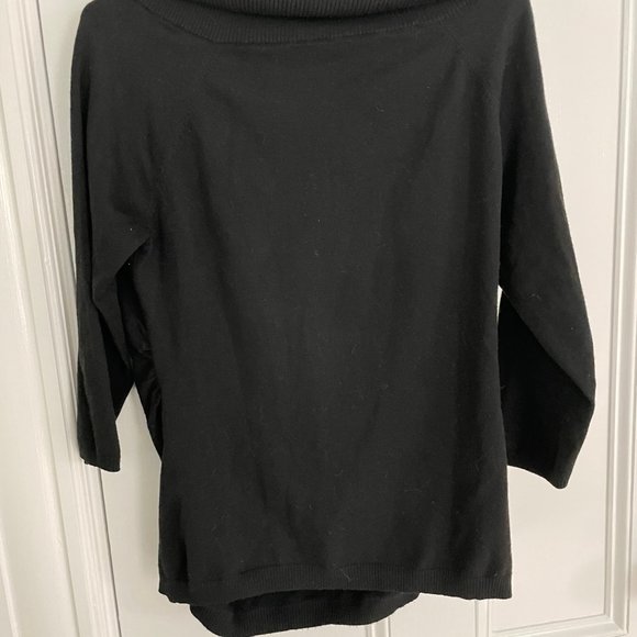 Ann Taylor fitted black turtleneck/cowl neck sweater - Picture 3 of 7